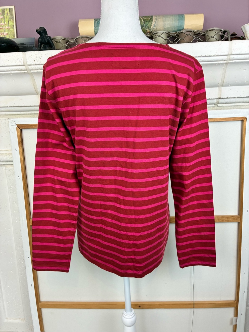 SeaSalt Cornwall the Sailor Shirt Striped Long-Sleeve Top - Pink and Red - Picture 3 of 7